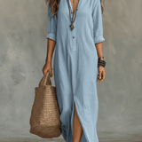 Vanessa - Elegantní maxi šaty s knoflíky