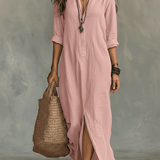 Vanessa - Elegantní maxi šaty s knoflíky