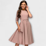 Dagmar - Elegantní midi šaty s páskem