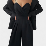 Romily - Svůdný elegantní overal s ramínky a širokými nohavicemi