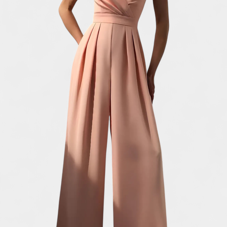 Romily - Svůdný elegantní overal s ramínky a širokými nohavicemi