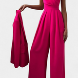 Romily - Svůdný elegantní overal s ramínky a širokými nohavicemi