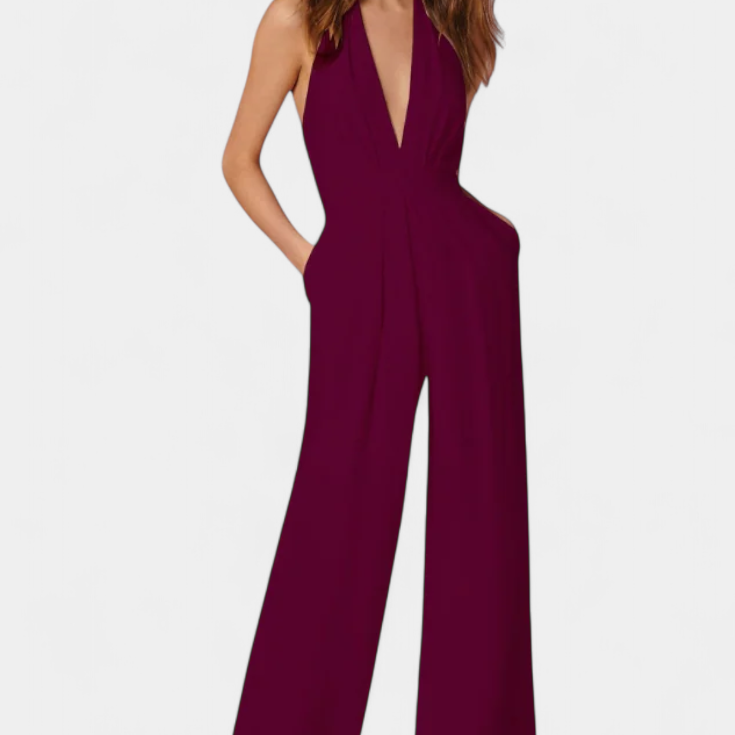Lila - Lehký elegantní overal se širokými nohavicemi